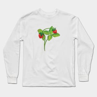 Woodland Wild Strawberry Illustration Long Sleeve T-Shirt